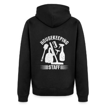 Housekeeping Staff Housekeeper House Cleaner - Unisex Premium Organic Zip Hoodie - black - Back - Nico (187cm)