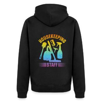 Housekeeping Staff Housekeeper House Cleaning - Unisex Premium Organic Zip Hoodie - black - Back - Nico (187cm)