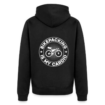 Bikepacking Is My Cardio - Gravel Bike Bikepacker - Unisex Premium Organic Zip Hoodie - black - Back - Nico (187cm)
