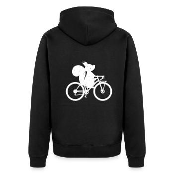 Gravel Bike Bikepacking Squirrel Funny Bikepacking - Unisex Premium Bio Zip Hoodie - Schwarz - Hinten - Nico (187cm)