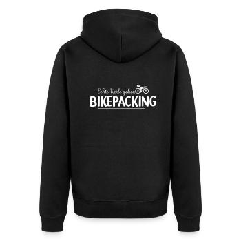 Les vrais gars font du bikepacking - Veste à capuche bio Premium Unisexe - noir - Dos - Nico (187cm)
