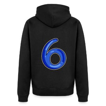 Number 6 Number Dark Blue - Unisex Premium Organic Zip Hoodie - black - Back - Nico (187cm)