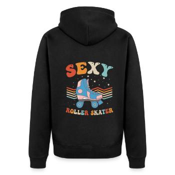 Roller Skates Roller Skating - Sexy Roller Skater - Unisex Premium Bio Zip Hoodie - Schwarz - Hinten - Nico (187cm)