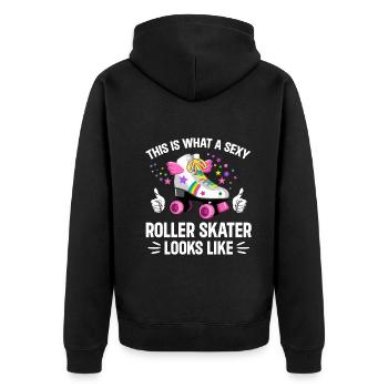 Roller Skating - Sexy Roller Skater - Unisex Premium Bio Zip Hoodie - Schwarz - Hinten - Nico (187cm)