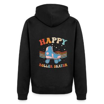 Roller Skates Roller Skating - Happy Roller Skater - Unisex Premium Bio Zip Hoodie - Schwarz - Hinten - Nico (187cm)