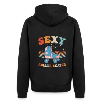 Roller Skates Roller Skating Sexy Roller Skater - Unisex Premium Bio Zip Hoodie - Schwarz - Hinten - Nico (187cm)