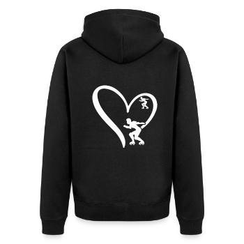 Roller Skater Heart Silhouette Roller Skating - Unisex Premium Organic Zip Hoodie - black - Back - Nico (187cm)