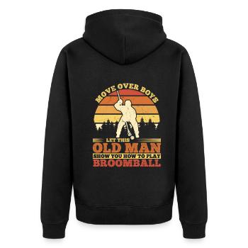 Broomball Player Grandpa Broomball Player - Unisex Premium Bio Zip Hoodie - Schwarz - Hinten - Nico (187cm)