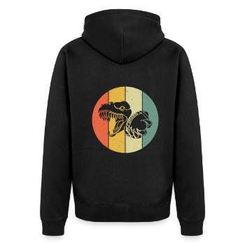American Football Player Dino Football Player Dino - Unisex Premium Bio Zip Hoodie - Schwarz - Hinten - Nico (187cm)