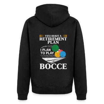 Oui, j’ai un plan de retraite, j’ai l’intention de jouer à la pétanque - Veste à capuche bio Premium Unisexe - noir - Dos - Nico (187cm)