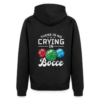 There Is No Crying In Bocce - Boccia Player - Unisex Premium Organic Zip Hoodie - black - Back - Nico (187cm)