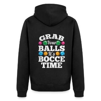 Attrapez vos balles C’est l’heure de la pétanque - Boule de pétanque drôle - Veste à capuche bio Premium Unisexe - noir - Dos - Nico (187cm)