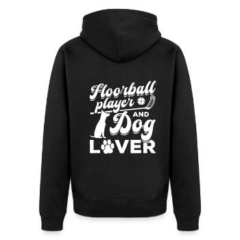 Joueur de floorball et amoureux des chiens - Propriétaire de chien Floorba - Veste à capuche bio Premium Unisexe - noir - Dos - Nico (187cm)