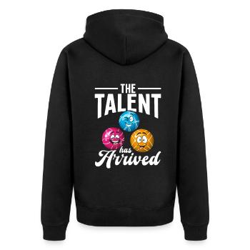 The Talent Has Arrived - Boccia Balls Bocce Ball P - Unisex Premium Bio Zip Hoodie - Schwarz - Hinten - Nico (187cm)