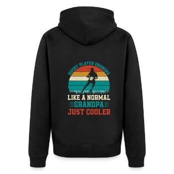 Rugby Player Grandpa like a normal Dad just cooler - Unisex Premium Organic Zip Hoodie - black - Back - Nico (187cm)