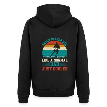 Rugby Player Dad like a normal Dad just cooler - D - Unisex Premium Bio Zip Hoodie - Schwarz - Hinten - Nico (187cm)