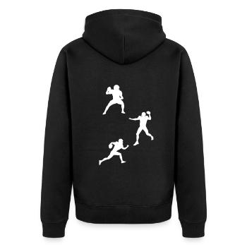 Rugby Player Silhouette Football Silhouette Footba - Unisex Premium Bio Zip Hoodie - Schwarz - Hinten - Nico (187cm)