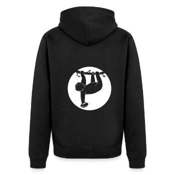 Rugby Player Sloth Rugby Sloth Rugby Sloth - Unisex Premium Bio Zip Hoodie - Schwarz - Hinten - Nico (187cm)