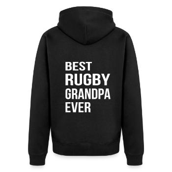 Rugby Grandpa Rugby - Best Rugby Grandpa Ever - Unisex Premium Bio Zip Hoodie - Schwarz - Hinten - Nico (187cm)