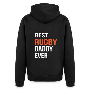 Best Rugby Daddy Ever - Rugby Daddy Rugby - Unisex Premium Organic Zip Hoodie - black - Back - Nico (187cm)