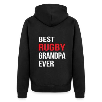 Best Rugby Grandpa Ever - Rugby Grandpa Rugby - Unisex Premium Bio Zip Hoodie - Schwarz - Hinten - Nico (187cm)