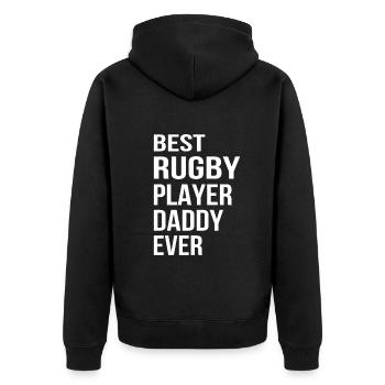 Best Rugby Player Daddy Ever - Rugby Daddy - Unisex Premium Organic Zip Hoodie - black - Back - Nico (187cm)
