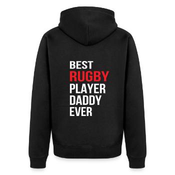Best Rugby Player Daddy Ever - Rugby Player Daddy - Unisex Premium Organic Zip Hoodie - black - Back - Nico (187cm)