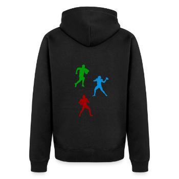 Rugby Player Silhouette - Unisex Premium Bio Zip Hoodie - Schwarz - Hinten - Nico (187cm)