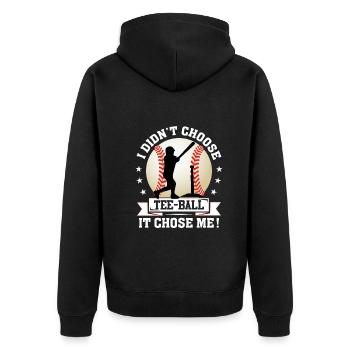 Je n’ai pas choisi le Tee-ball, c’est moi qui m’ai choisi - Teeball Pla - Veste à capuche bio Premium Unisexe - noir - Dos - Nico (187cm)