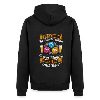 Tout avec modération sauf jouer à la pétanque - Veste à capuche bio Premium Unisexe - noir - Dos - Nico (187cm)