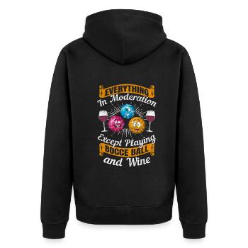 Tout avec modération sauf jouer à la pétanque - Veste à capuche bio Premium Unisexe - noir - Dos - Nico (187cm)