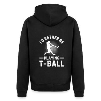 Tee-ball Player - I'd Rather be Playing T-ball - Unisex Premium Bio Zip Hoodie - Schwarz - Hinten - Nico (187cm)