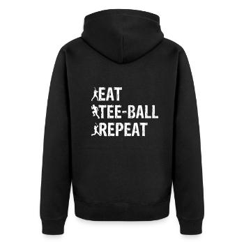 Tee-ball Player - Eat Tee-ball Repeat - Unisex Premium Bio Zip Hoodie - Schwarz - Hinten - Nico (187cm)