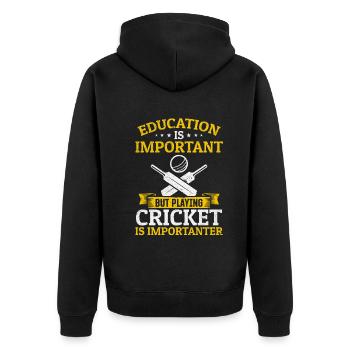 Education is important but playing Cricket is impo - Unisex Premium Organic Zip Hoodie - black - Back - Nico (187cm)