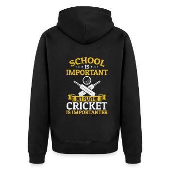 School is important but playing Cricket is importa - Unisex Premium Organic Zip Hoodie - black - Back - Nico (187cm)