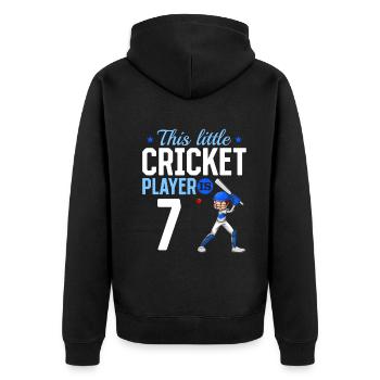 7th Birthday Cricket Player Baby Cricket Player - Unisex Premium Bio Zip Hoodie - Schwarz - Hinten - Nico (187cm)