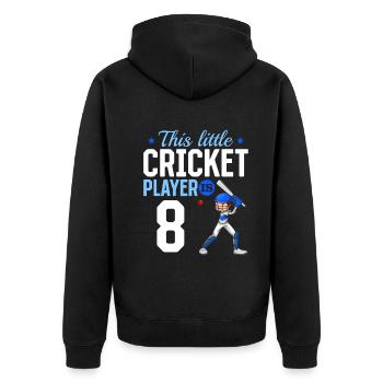8th Birthday Cricket Player Baby Cricket Player - Unisex Premium Bio Zip Hoodie - Schwarz - Hinten - Nico (187cm)