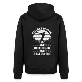 Cricket Player Dad like a normal Dad just cooler - Unisex Premium Bio Zip Hoodie - Schwarz - Hinten - Nico (187cm)
