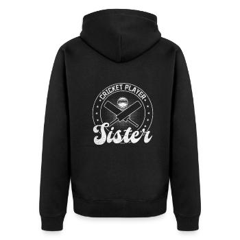 Cricket Player Sister Cricket - Unisex Premium Bio Zip Hoodie - Schwarz - Hinten - Nico (187cm)