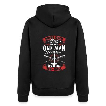 Let This Old Man Show You How To play Tee-ball - Unisex Premium Bio Zip Hoodie - Schwarz - Hinten - Nico (187cm)