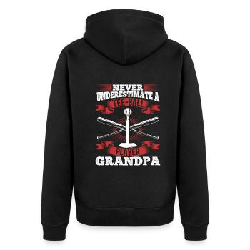Ne sous-estimez jamais un grand-père joueur de tee-ball - Veste à capuche bio Premium Unisexe - noir - Dos - Nico (187cm)