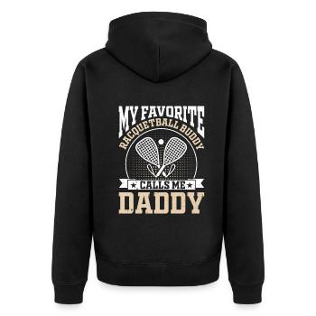 Mon copain de racquetball préféré m’appelle papa - Veste à capuche bio Premium Unisexe - noir - Dos - Nico (187cm)