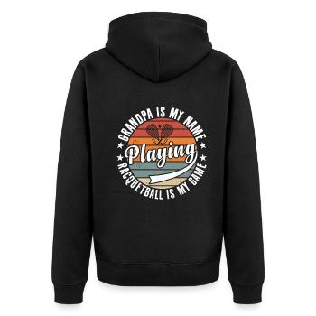 Racquetball Grandpa Racquetball Player Grandpa - Unisex Premium Bio Zip Hoodie - Schwarz - Hinten - Nico (187cm)