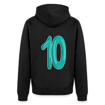 Ten 10 Number Number - Unisex Premium Organic Zip Hoodie - black - Back - Nico (187cm)