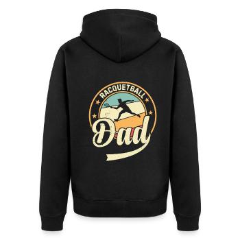 Racquetball Player Daddy - Racquetball Dad - Unisex Premium Bio Zip Hoodie - Schwarz - Hinten - Nico (187cm)