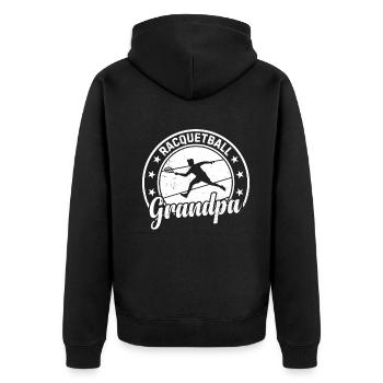 Racquetball Grandpa Racquetball Player Grandpa - Unisex Premium Bio Zip Hoodie - Schwarz - Hinten - Nico (187cm)
