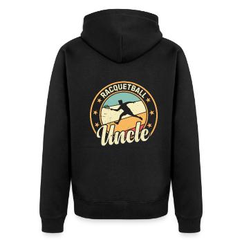 Racquetball Player Uncle - Racquetball Uncle - Unisex Premium Bio Zip Hoodie - Schwarz - Hinten - Nico (187cm)