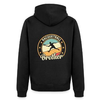 Racquetball Player Brother - Racquetball Brother - Unisex Premium Bio Zip Hoodie - Schwarz - Hinten - Nico (187cm)