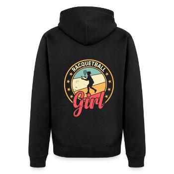 Racquetball Player Girl - Racquetball Girl - Unisex Premium Bio Zip Hoodie - Schwarz - Hinten - Nico (187cm)