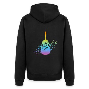 Double Bass Instrument With Butterflies - Unisex Premium Bio Zip Hoodie - Schwarz - Hinten - Nico (187cm)